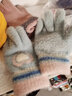 牧萌儿童手套秋冬季男女童保暖全指手套宝宝小学生女孩针织手套 蓝色 实拍图