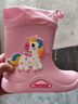 牧萌儿童雨鞋男童女童防水立体宝宝防滑耐磨卡通雨靴 粉色独角兽 20码 实拍图