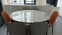 奥利克丝 亮光岩板餐桌椅组合 现代简约实木餐桌可伸缩折叠圆桌吃饭桌子 亮光雪山白-黑白框架轻奢皮椅款 1.35米 一桌六椅【12MM加厚岩板】 实拍图