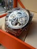 冠琴（GUANQIN）手表男机械表全自动镂空飞轮瑞士品质防水夜光皮带男士双日历手表 银色白面【明星代言】 实拍图