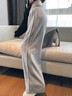 唐狮（TonLion）2024女高腰显瘦针织阔腿裤 中麻灰/加绒款 M  实拍图