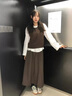 丹珠娜（DanZhuNa）小香风连衣裙2026春季女装穿搭一整套轻奢感减龄叠穿马甲长裙套装 白色衬衫+棕色马甲+棕色裙子 S 实拍图