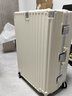 左汀行李箱铝框拉杆箱加厚结实抗压旅行箱登机箱大容量学生密码箱皮箱 烟白色 28英寸 ，适合7-15天长途旅行 实拍图