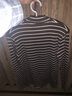 无印良品（MUJI）女式 起毛罗纹编织半高领长袖T恤 上衣打底衫女款内搭春秋女装 炭灰色条纹 M （160/84A） 实拍图