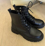 ZHR马丁靴女秋冬复古英伦靴子女时尚百搭加绒短靴女 ES08A 黑色 37 实拍图