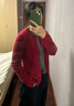 优衣库女装纽花圆领针织开衫/毛衣外套空调衫通勤秋冬新款481477 16 红色 M 实拍图