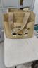 鹏境帆布手提包外出简约小巧饭袋包立体手拎包通勤加厚上班便当宝妈 搞怪小熊小方包【卡其色】 实拍图