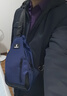 花花公子胸包男士单肩斜挎包户外便携商务休闲中年背包散步旅行手机包蓝色 实拍图