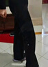 SIINSIIN【专享】阔腿裤女2024加绒裤子垂感休闲简约直筒裤黑色高腰收腹裤 【暖皮加长款】显瘦黑 加绒 M 【100-120斤】 实拍图