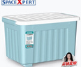 SPACEXPERT 衣物收纳箱特大号塑料整理箱车载储物箱80L蓝色 1个装 带轮 实拍图