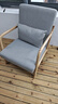 阿拉蕾 北欧实木单人沙发椅简约现代风小户型布艺休闲客厅阳台卧室椅子 浅灰色【棉麻】可拆洗 实拍图