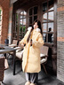 艾珠儿（Aizhuer）羽绒棉服女冬季韩系中长款毛领大衣外套女宽松加厚保暖棉衣棉袄潮 鹅黄色 M（建议105-120斤） 实拍图