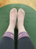 杜威克瑜伽袜子专业防滑舞蹈普拉提中长筒运动袜假两件款2双装黑+紫 实拍图