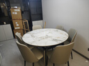 顾家家居（KUKA）岩板餐桌椅子现代简约可伸缩折叠饭桌家用餐桌椅组合7209亮光 7177全托|1.3m餐桌+折线灰椅*6 亮光冷翡翠 实拍图