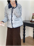 妍莉芬（yanlifen）小香风羽绒棉服女装2025冬季短外套女2025年新复古棉衣羽棉袄绒服 蓝色 L 实拍图