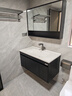 四季沐歌现代简约陶瓷一体盆浴室柜组合卫生间洗漱洗脸洗手台盆柜组合套装 100CM柜+陶瓷一体盆+标准镜柜 实拍图