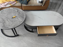森生林岩板茶几客厅小户型简约轻奢椭圆形可伸缩茶桌 C14-1黑架灰箱 雪山白+阿玛尼灰 120cm椭圆茶几+80cm小圆边几 实拍图