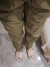 京东京造休闲裤工装裤女宽松阔腿裤户外徒步登山长裤降落伞裤 卡其绿 M 实拍图