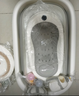 iuu婴儿洗澡盆 可折叠宝宝浴盆大号 洗澡神器躺托浴架新生儿童用品 【北欧灰】+调节感温浴架+脸盆*3 材质：FAD食品级材质检测认证 实拍图