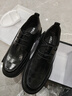 百丽通勤商务皮鞋2025男牛皮褶皱增高休闲鞋A1373AM4 黑色2  40 实拍图