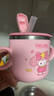 葆氏儿童水杯学饮316不锈钢内胆刻度双耳加厚防摔牛奶杯280ml卡通粉 实拍图