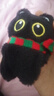 黑猫玩偶毛绒公仔挂件ins可爱猫咪包包挂饰情侣礼物送女朋友礼物 红绿围巾+黑猫【送黑色珠珠链】 会吱吱叫【10厘米左右】 实拍图