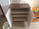 木奉堂全实木餐边柜靠墙一体储物柜客厅收纳柜现代简约橱柜家用置物柜子 80卡其色+胡桃色台丨两门款【包送装】 实拍图