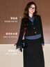 三彩2025冬季新款半身裙套装灯芯绒外套两件套上衣长裙M 经典黑 S 155/80A 实拍图