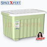 SPACEXPERT 衣物收纳箱特大号塑料整理箱车载储物箱80L绿色 1个装 带轮 实拍图