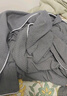 竹一百浴袍纯棉柔软吸水家居浴衣简约汗蒸服华夫格男女睡袍 深灰色 L码 实拍图
