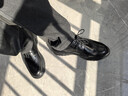 百丽通勤商务皮鞋2025男牛皮褶皱增高休闲鞋A1373AM4 黑色2  42 实拍图