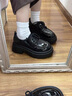 霍蜻厚底小皮鞋女英伦风2025秋冬季加绒加厚乐福鞋女日系百搭jk单鞋女 黑色【亮光】 36 (230mm) 实拍图
