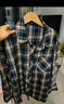 三彩2025秋季新款格纹衬衫宽松中长款衬衣开衫翻领休闲复古M 藏青色格纹 S 155/80A 实拍图