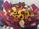 艾斯维娜鲜花速递向日葵混搭花束生日礼物全国同城配送 33朵玫瑰+5朵向日葵混搭花束 实拍图