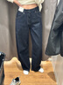 优衣库女装男装宽松廓形牛仔裤/弯刀镰刀裤子25秋冬新款479000 69 藏青色 27 /160/68A 实拍图