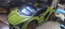 星辰皓兰博基尼儿童电动车四轮玩具可坐人小孩宝宝婴儿遥控汽车闪电SIAN 绿色四驱+遥控+摇摆+皮座+软轮 实拍图