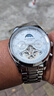 冠琴（GUANQIN）手表男机械表全自动镂空飞轮瑞士品质防水夜光皮带男士双日历手表 银色白面【明星代言】 实拍图