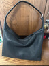 裘真【明星同款】植鞣牛皮羊皮双耳hobo单肩斜挎大容量包包女 黑色-(羊皮） 实拍图