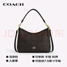 蔻驰（COACH）【品牌直供】女士手提单肩斜挎包流浪包深棕色老花配黑色CV975 实拍图