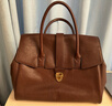 裘真手提公文包女士复古大容量通勤头层植鞣牛皮包包植鞣牛皮 咖啡色-大号 实拍图