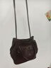 裘真008水桶包女斜挎通勤大容量真皮复古小众植鞣牛皮包包 咖啡色-小号 实拍图