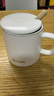 传旗陶瓷马克杯带勺盖咖啡杯牛奶杯早餐杯办公杯男女茶杯描金白400ml 实拍图