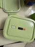 欣美雅（xinmeiya）【3件套】玻璃保鲜盒微波炉饭盒饺子盒便当盒冰箱水果收纳密封盒 抹茶绿-长 3件套720ml 3层 实拍图