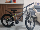 凤凰儿童自行车6-12岁自行车学生12-18岁大童山地自行车双碟刹带减震 银白色-变速一体轮 22寸（适合身高140-155cm） 实拍图