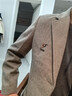 罗蒙高端休闲西服男士秋冬季保暖商务加厚英伦风西装外套爸爸装宽松 2018浅咖啡色 常规 XL 180 135-150斤 实拍图