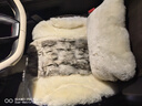明仔狐狸毛纯羊毛汽车坐垫冬季毛绒短毛皮毛一体单片三件套男女士通用 1片坐垫+1个腰靠-珍珠白 实拍图