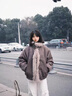 WASSUP HERMU官方棉服男秋冬季cleanfit重磅座山雕剪裁解构设计宽松大毛领外套 灰咖色 XL （推荐130-150斤） 实拍图