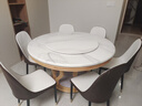 舒和居 餐桌 大理石餐桌圆形带转盘实木餐桌椅组合圆桌酒店饭店家用餐桌 榉木色+简约皮椅 1.3米 一桌六椅【带转盘】 实拍图