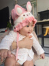 贝娜茜婴儿帽子秋冬季女宝宝可爱兔子冬天护耳公主帽男新生儿胎帽婴幼儿 实拍图