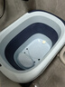 日康（rikang）泡澡桶 儿童折叠浴桶婴儿洗澡盆 宝宝洗澡桶 赠浴凳蓝色X1026-1 实拍图
